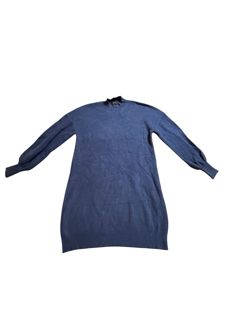 Zesica Medium Blue Knit Mock Neck Long Sleeve Sweater Dress